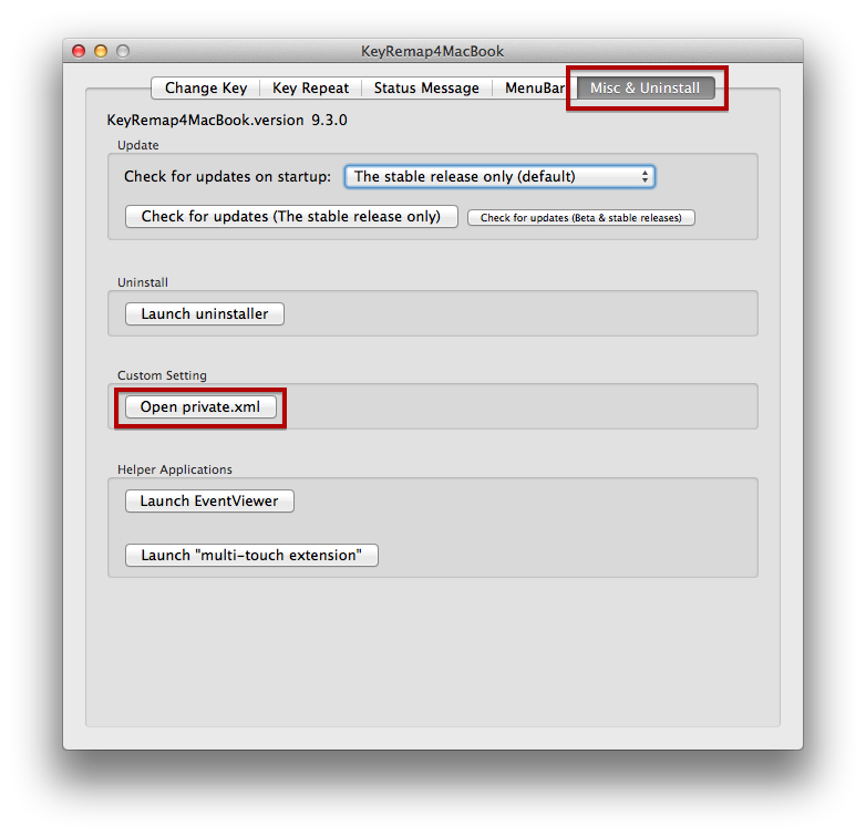 KeyRemap4macbook MiscandUninstall