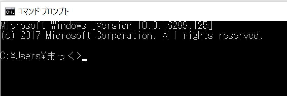 コマンドプロンプトを開くとこのような画面が表示されます