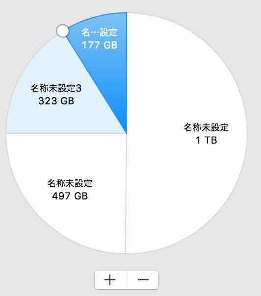 パーティションを分割している、青い斜線の部分は分割できない