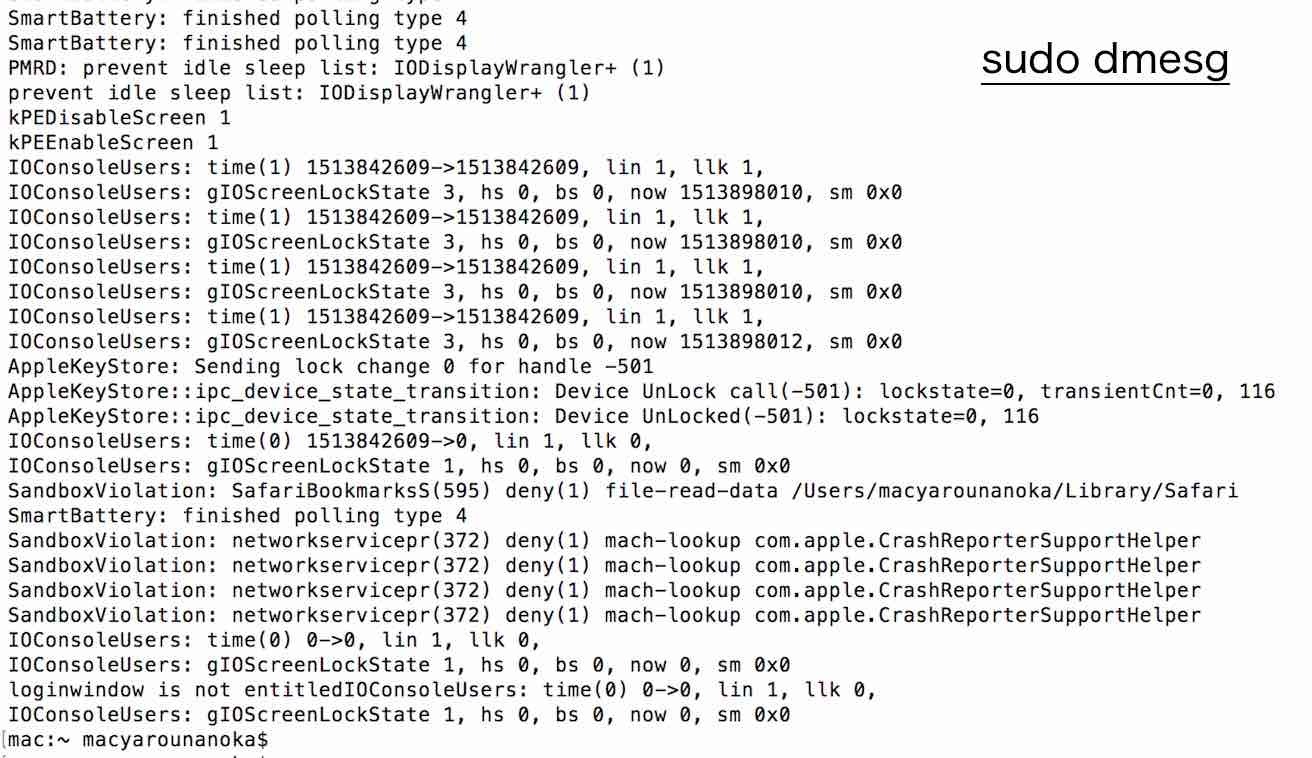 感圧タッチトラックパッドの反応が極端に悪くなった直後のsudo dmesgの内容