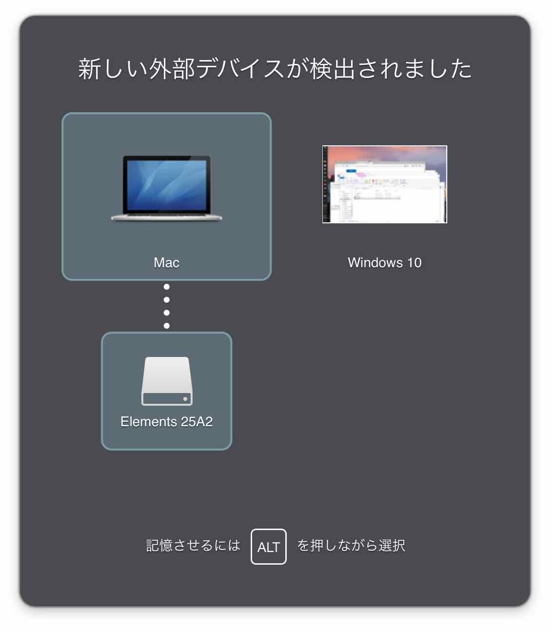 Paralellsは、macに接続したUSBデバイスをWindowsで優先的に使うかmacに渡すかが選べます。