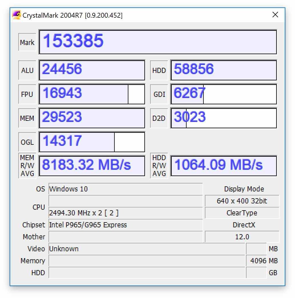 CrystalMark 2004R7の実行結果