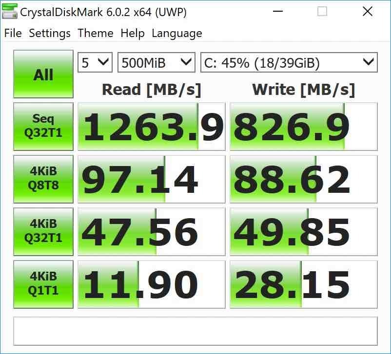 CrystalDiskMarkの結果 Parallels Desktop14と同じような結果でした